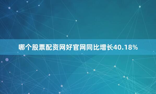 哪个股票配资网好官网同比增长40.18%
